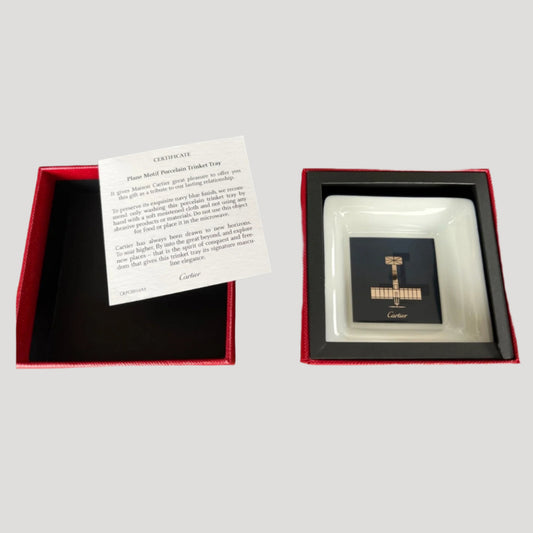 Cartier Rare Blue Airplane Santos Porcelain Dish / Vide-poche / Tray in its original box