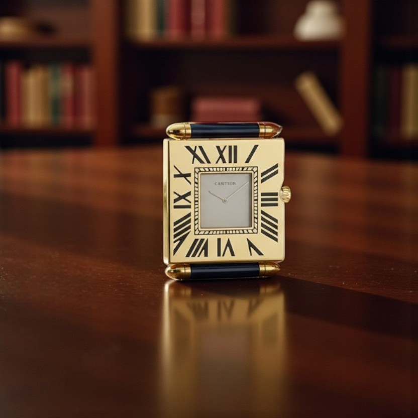 Cartier Rare Cadrant Blue Desk Clock 199C0'