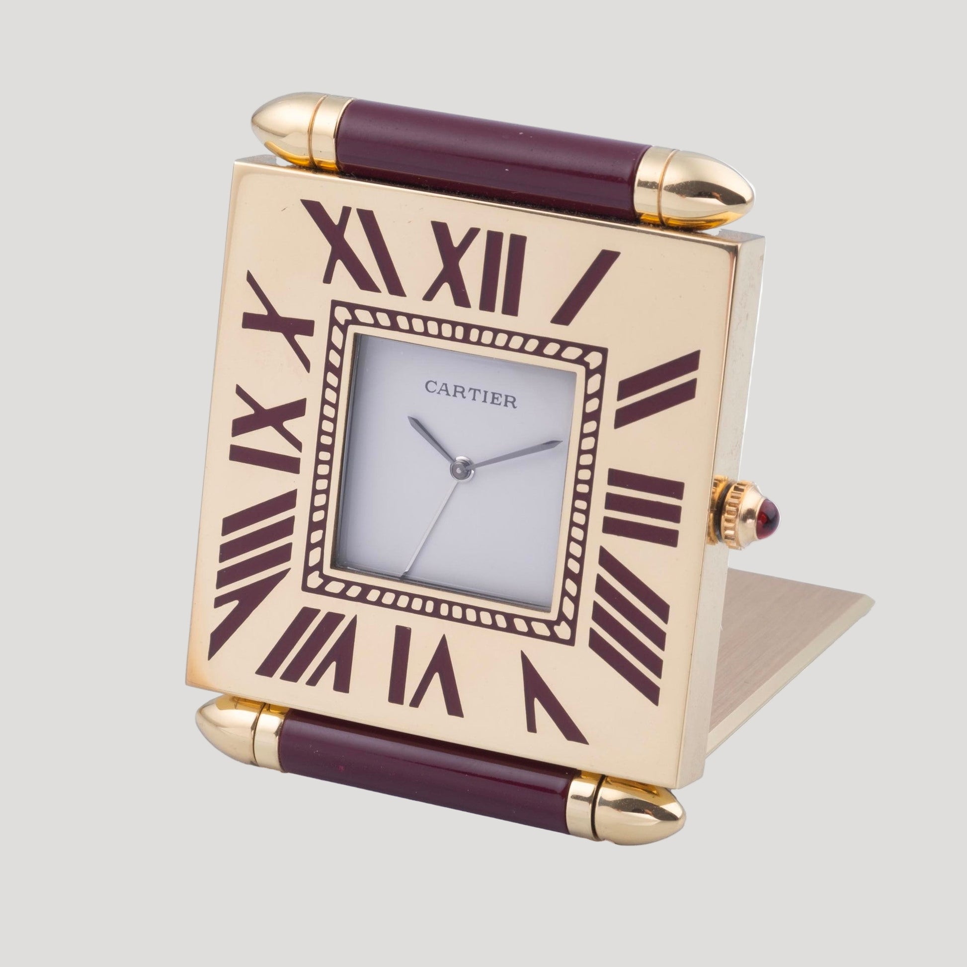 Cartier Rare Cadrant Desk Clock 1990' in its original Cartier box