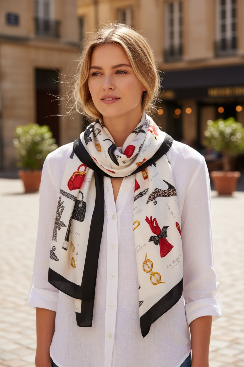 Christian Dior 'La Parisienne' New Large Silk Scarf/ Schal/ Echarpe