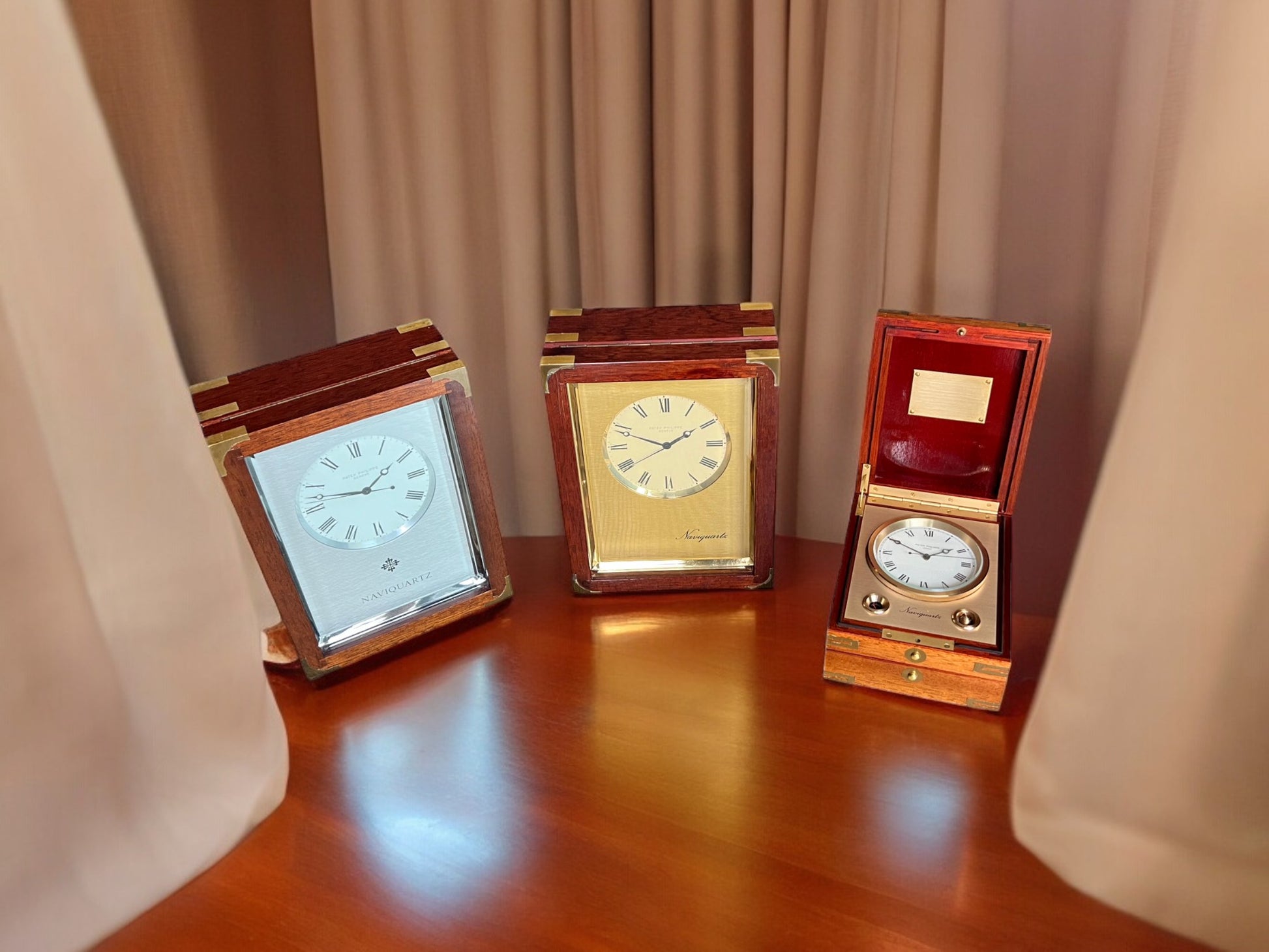 Collection of 3 Patek Philippe Naviquartz Table clocks