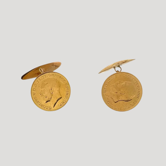 Cufflinks in 24K Gold Rare, 1913 French Empire Coin Rare