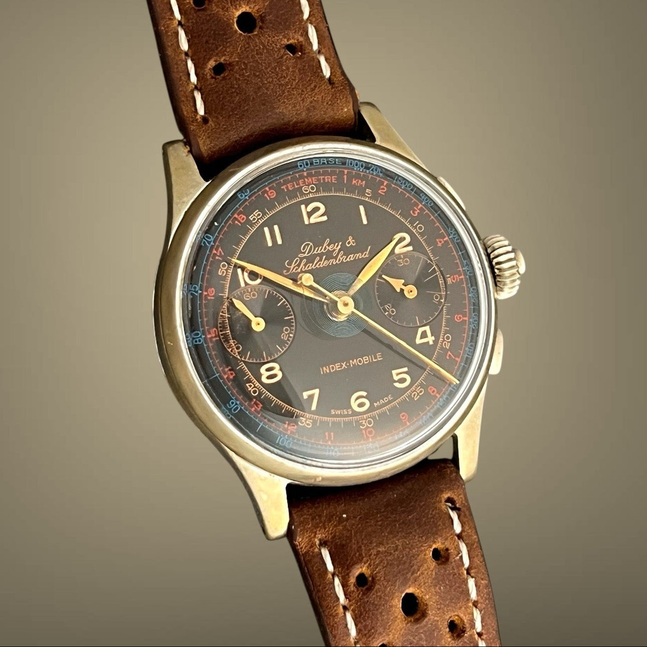 Dubey & Schaldenbrand Steel Case & Black Dial  “Index Mobile” Vintage Split-Seconds (Rattrapante) Chronograph