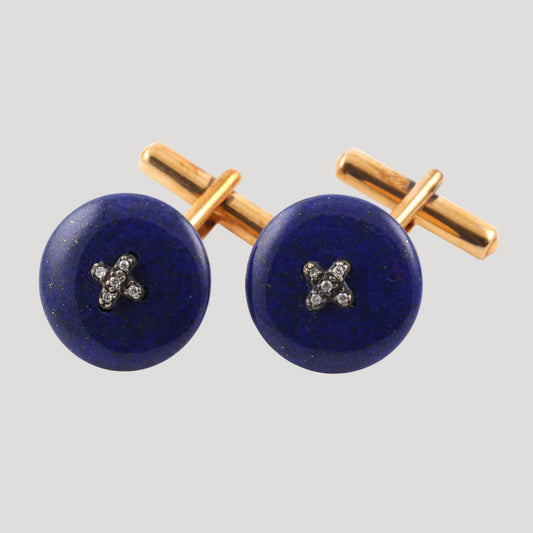 Fine Handmade Lapis Lazuli & Gold Cufflinks / Boutons manchettes /Manschettenknöpfe