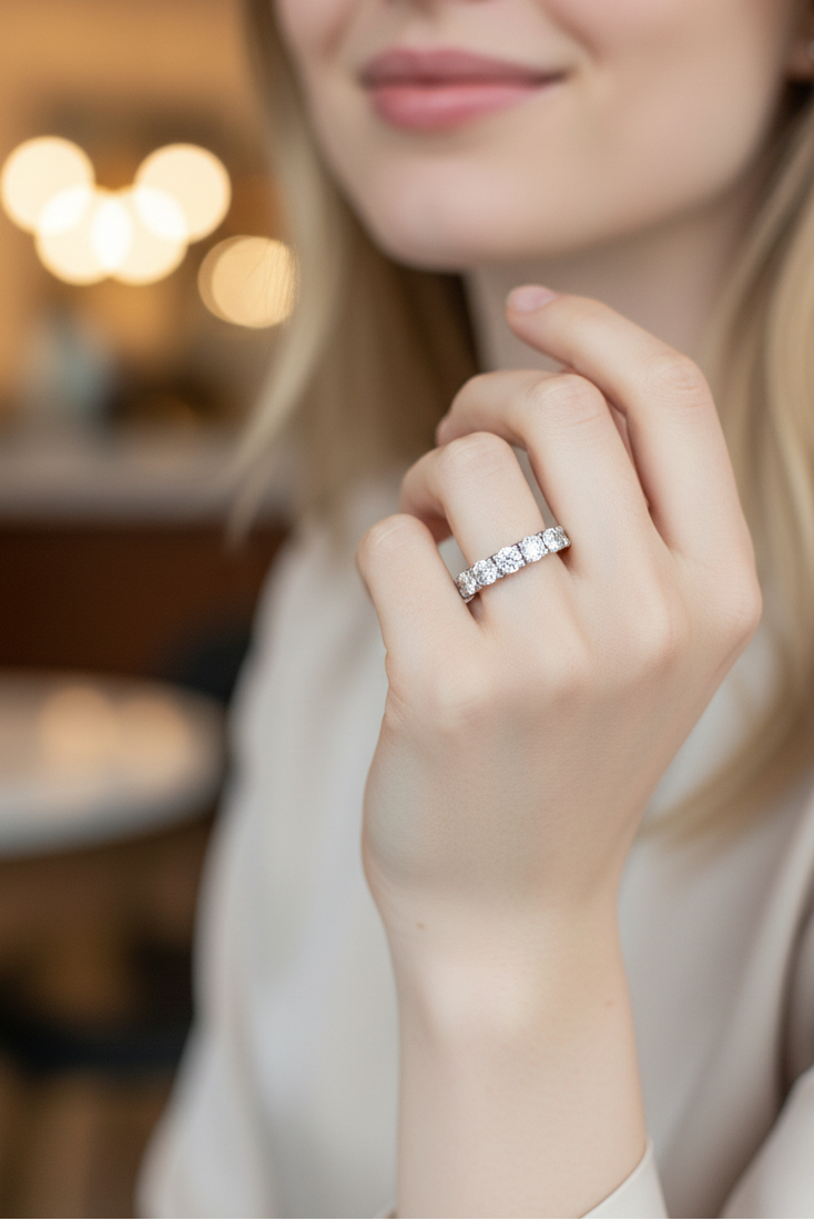 Full Diamonds 18k White Gold Ring Top White E color