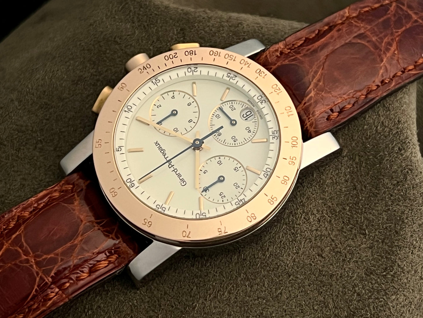 Girard-Perregaux 18k Rose Gold & Steel Wristwatch Ref 7700