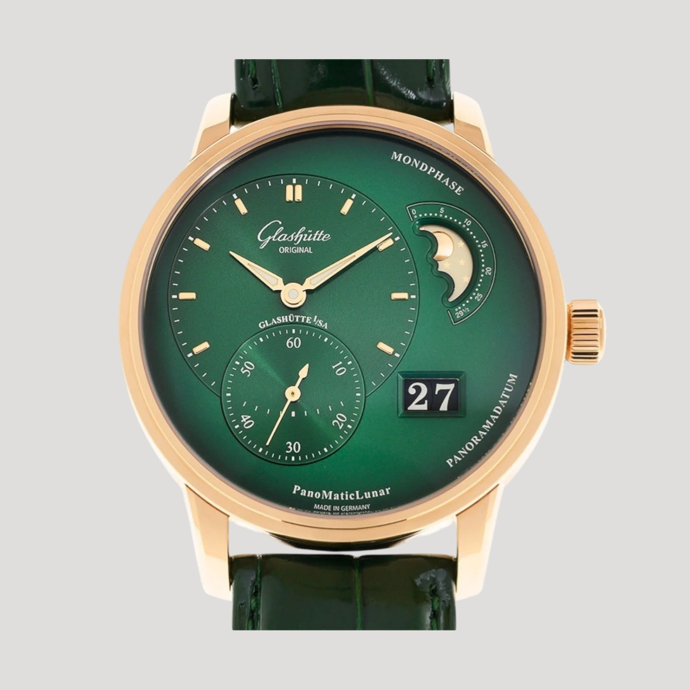 Glashütte Original Panomaticlunar Green 40mm 1-90-02-23-35-61 Full Set