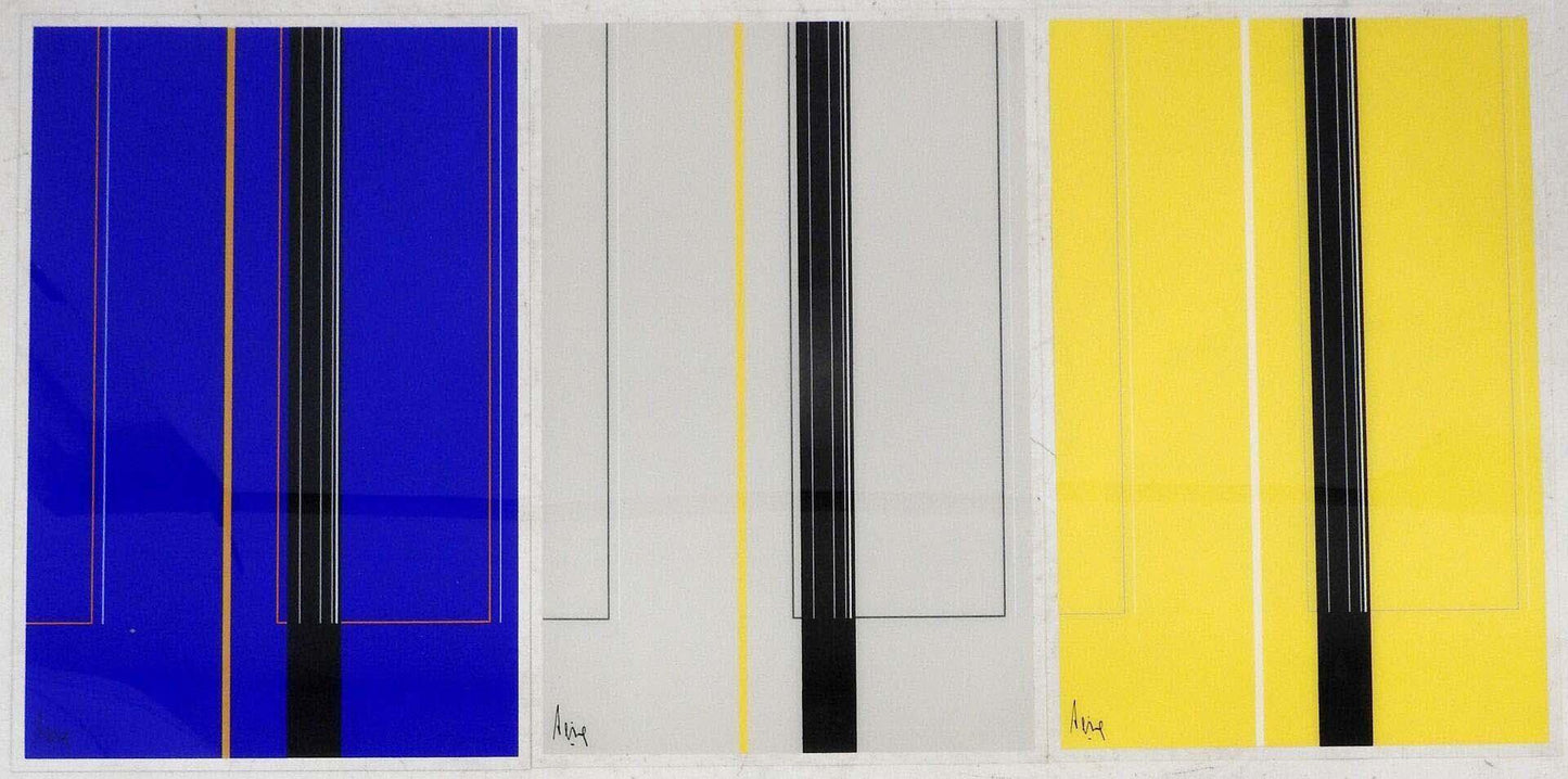 Luc PEIRE (1916-1994): Triptych. Three color silkscreen prints on Plexiglas. Signed