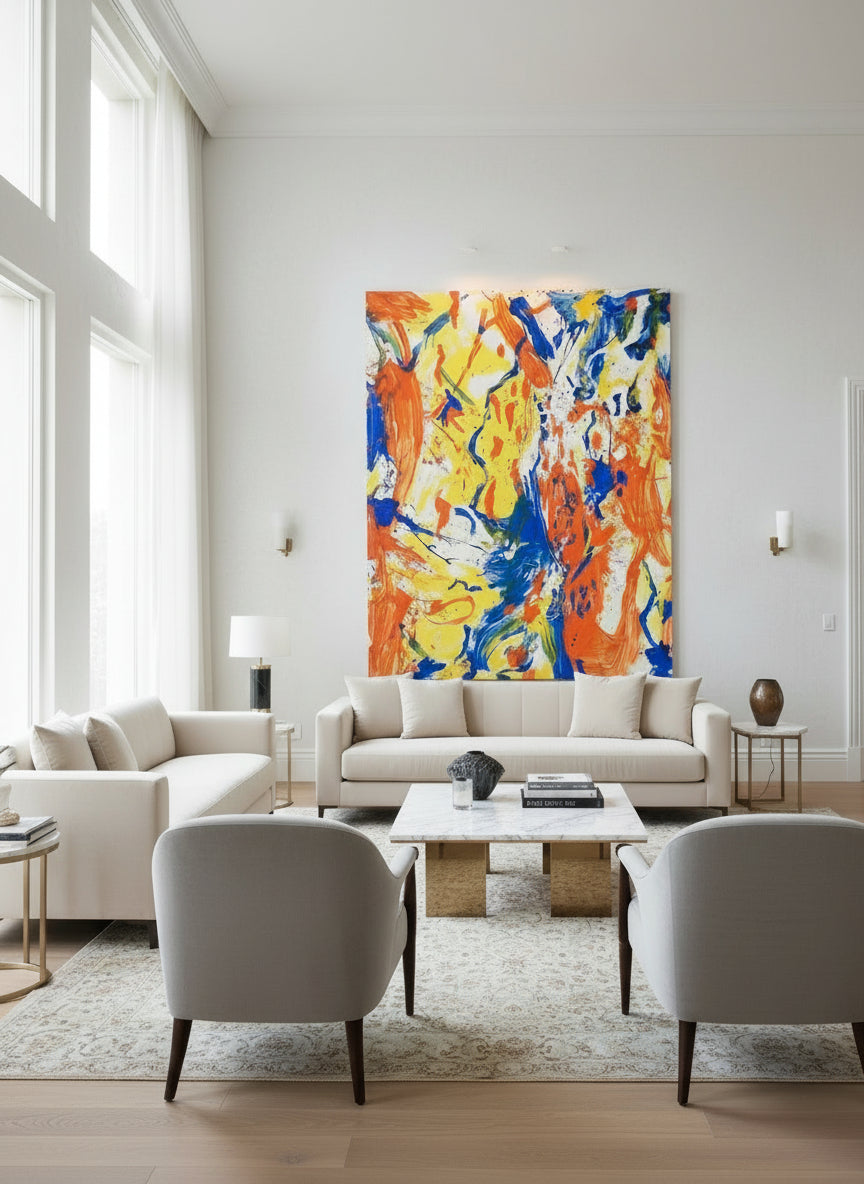 Michael KREUTER (1940-2022), Abstraction Important Large Modern Painting