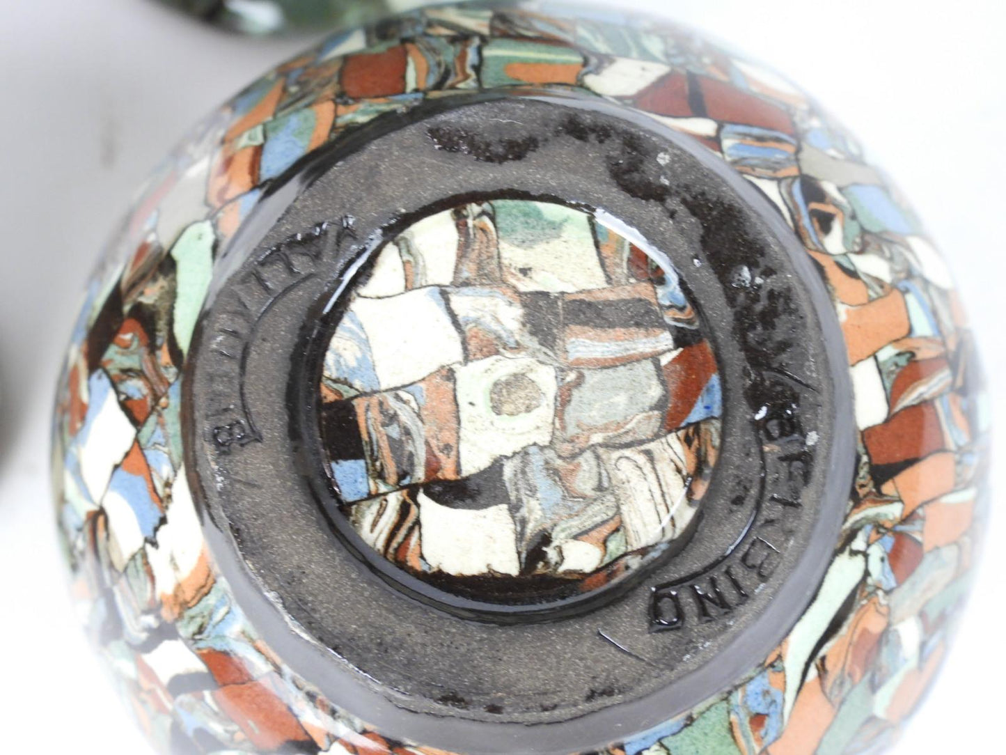 Gerbino Vallauris Collection of 3 mozaic ceramic vases