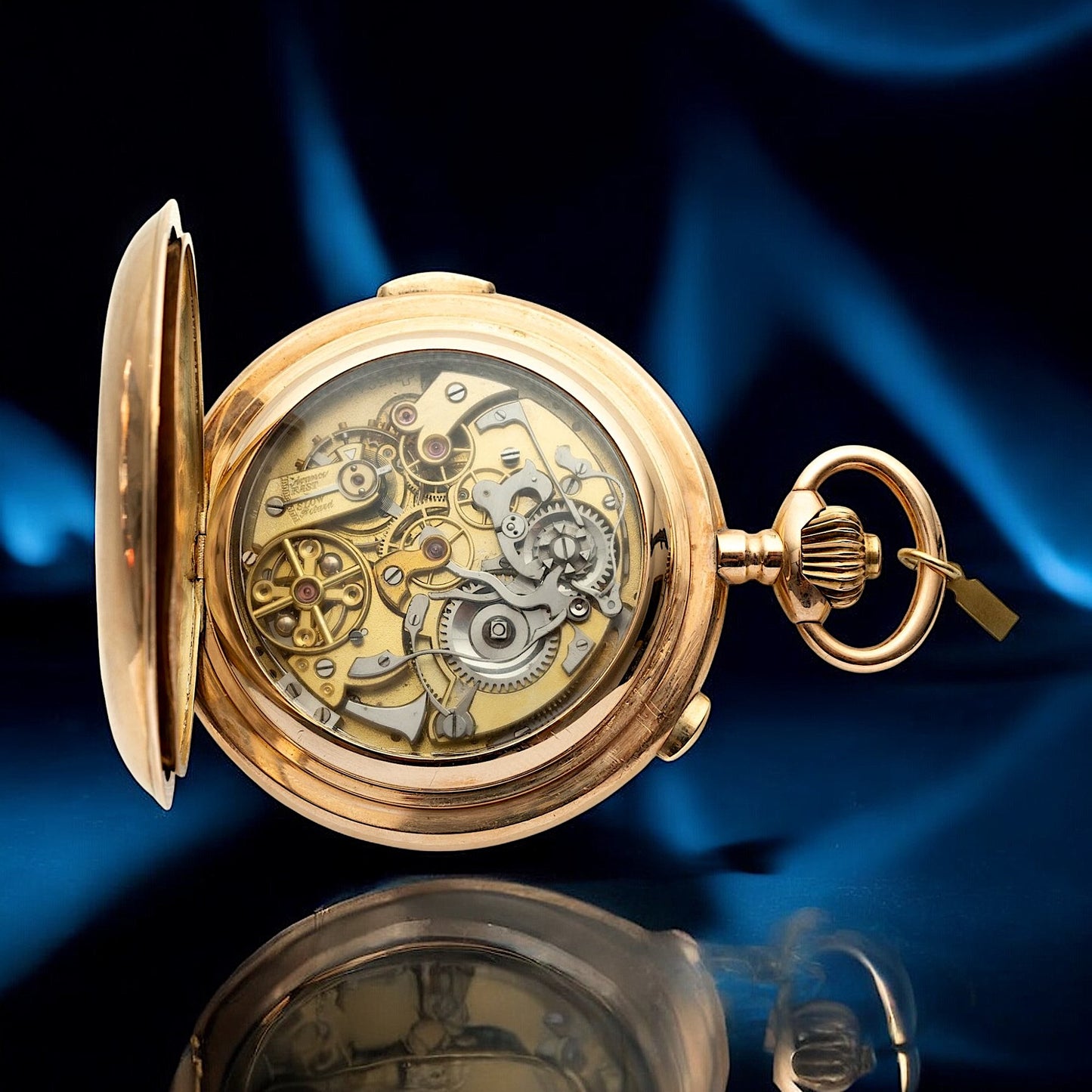 Le Phare (C. BARBEZAT-BAILLOT) Gold Quarter Repeater on bells Chronograph Triple Calendar Pocket Watch ca 1900