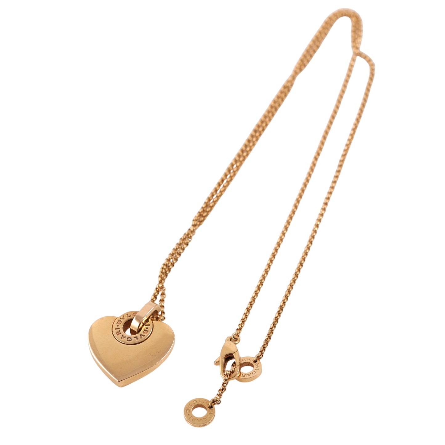 Bulgari 18k Rose Gold Necklace and Heart pendant set with diamonds