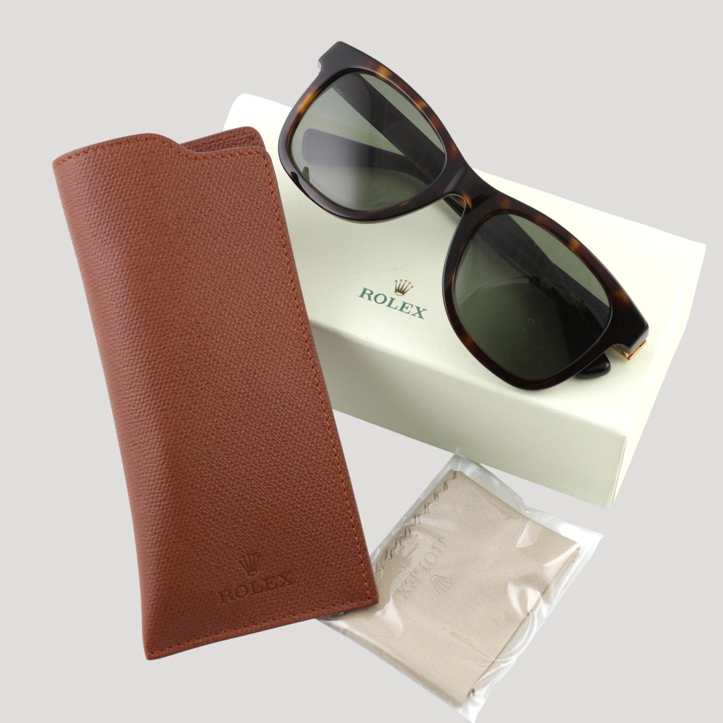 Rolex New brown écailles Sun glasses / lunettes de soleil in their Rolex box