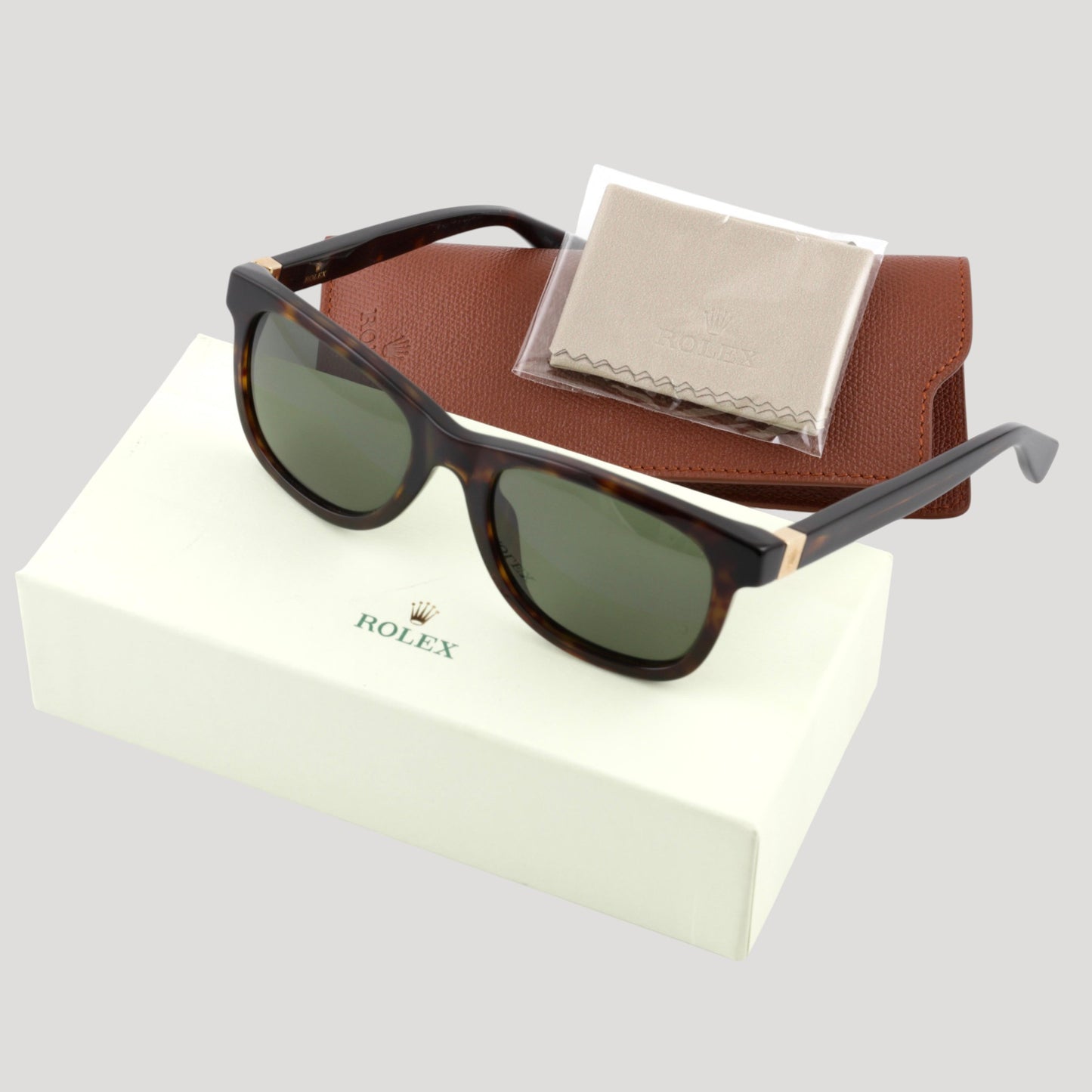 Rolex New brown écailles Sun glasses / lunettes de soleil in their Rolex box
