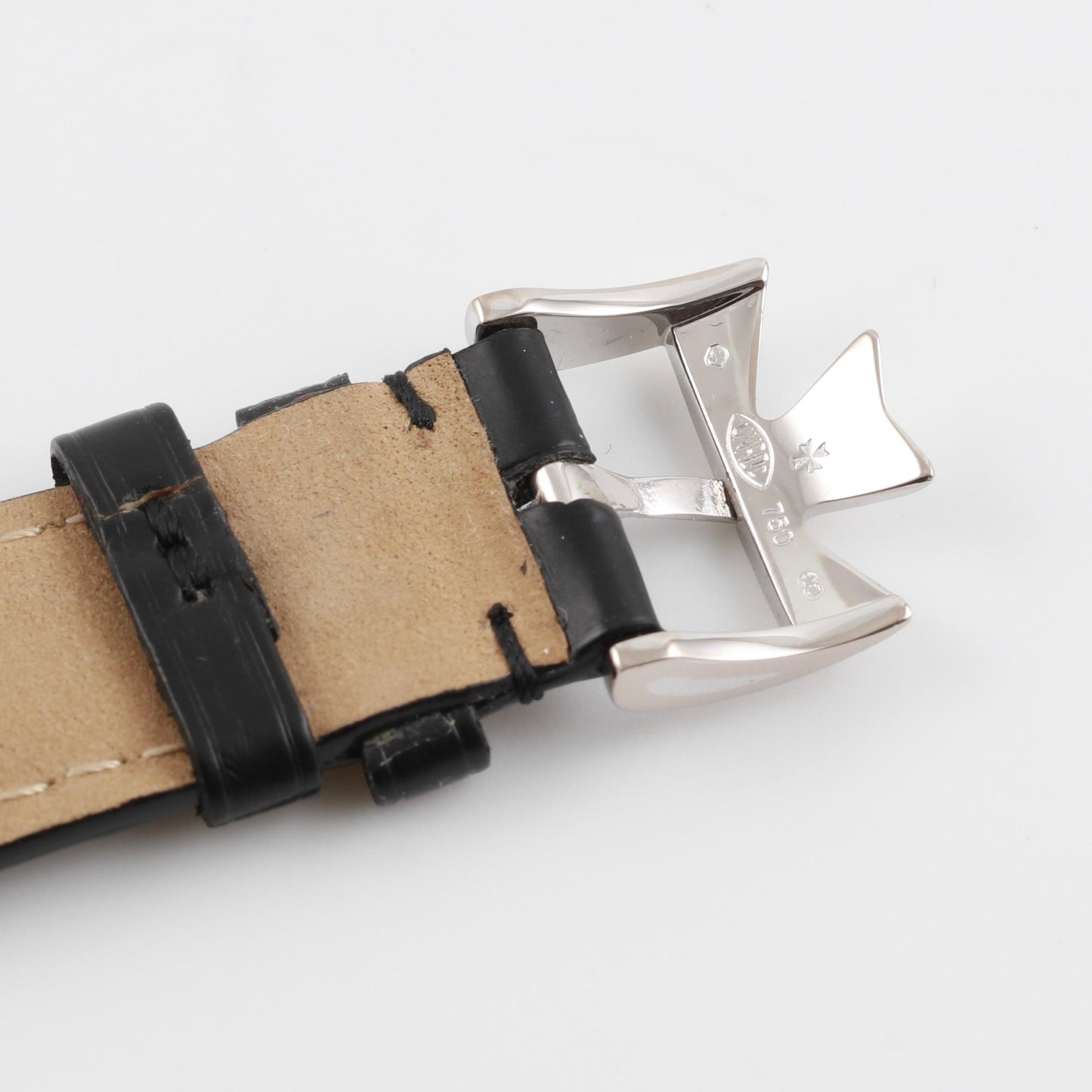 Vacheron Constantin Black Croco Leather Bracelet/Band/Strap with 18k White Gold Maltese Cross  Buckle Boucle