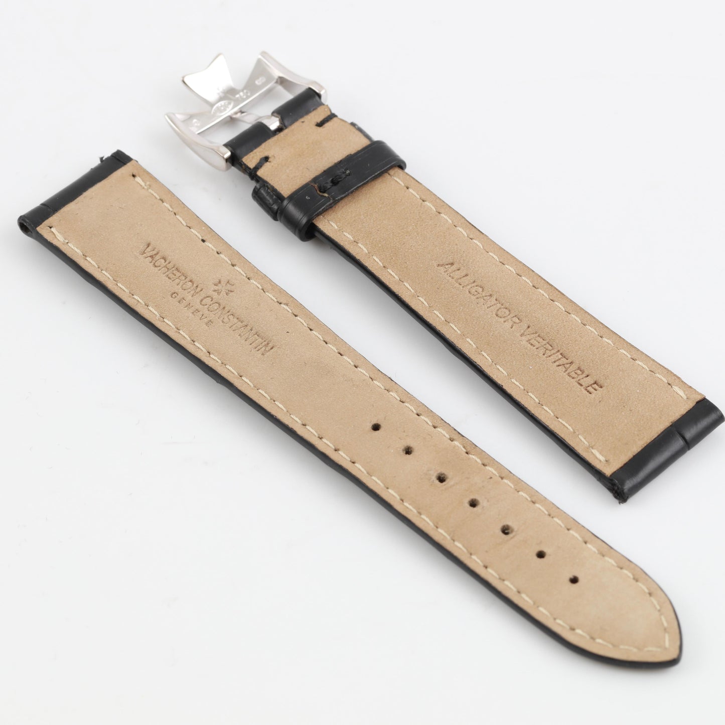 Vacheron Constantin Black Croco Leather Bracelet/Band/Strap with 18k White Gold Maltese Cross  Buckle Boucle