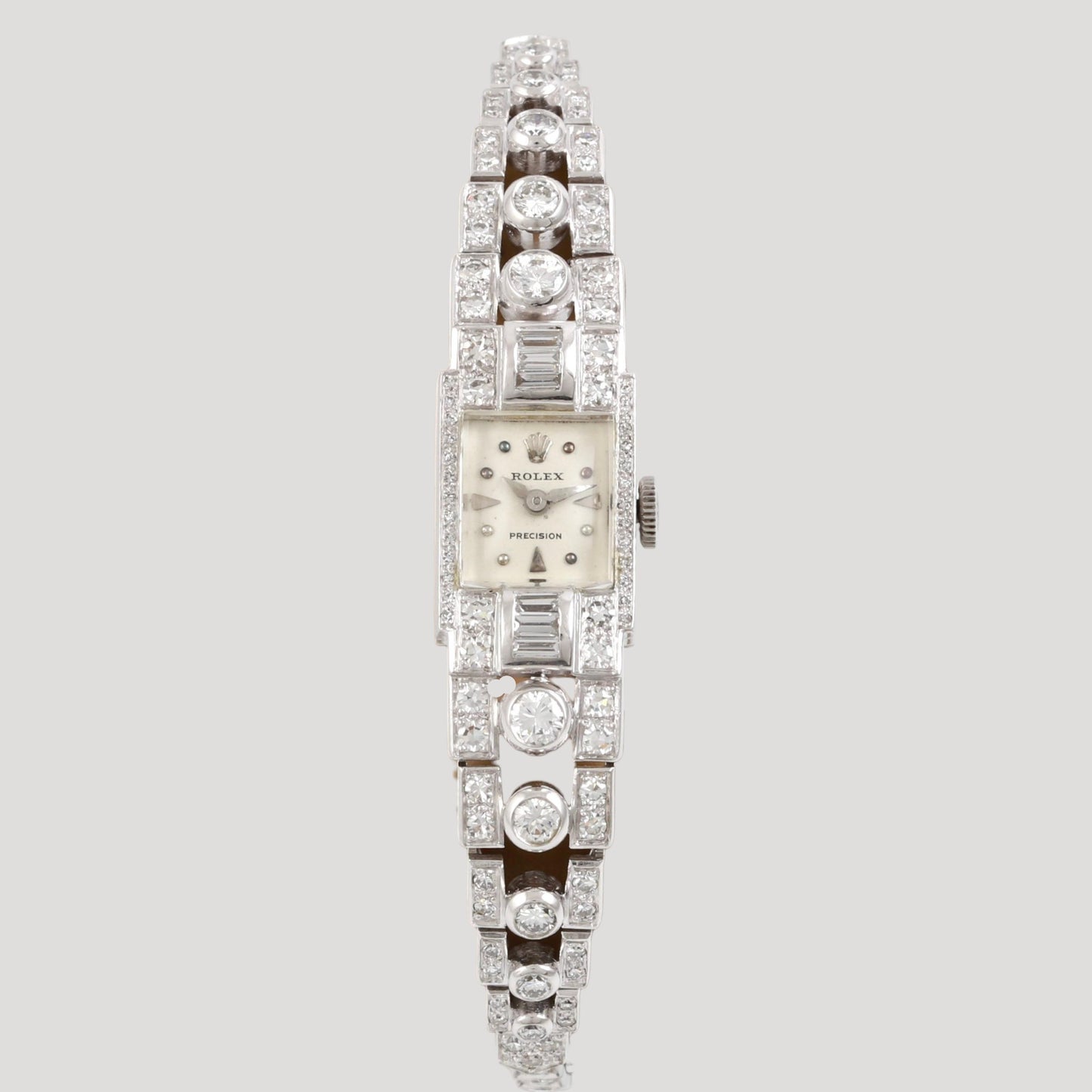 Rolex Precision Platinum & Diamonds lady’s jewellery wristwatch ca 1950' Rare Collector