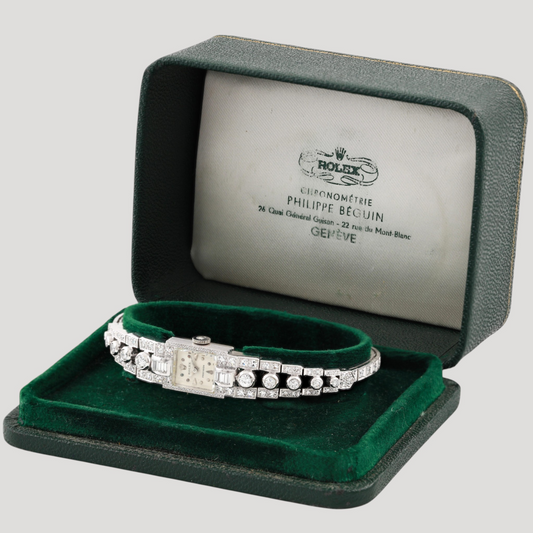 Rolex Precision Platinum & Diamonds lady’s jewellery wristwatch ca 1950' Rare Collector