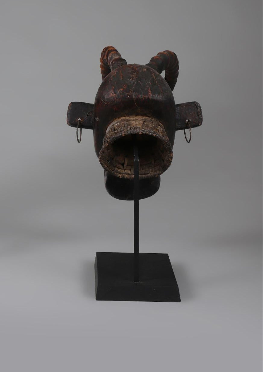 Wood Mask with a wide circular lip plate and two horns- Ékoi, Cross River region, Nigeria, second half of the 20th century (Copy)