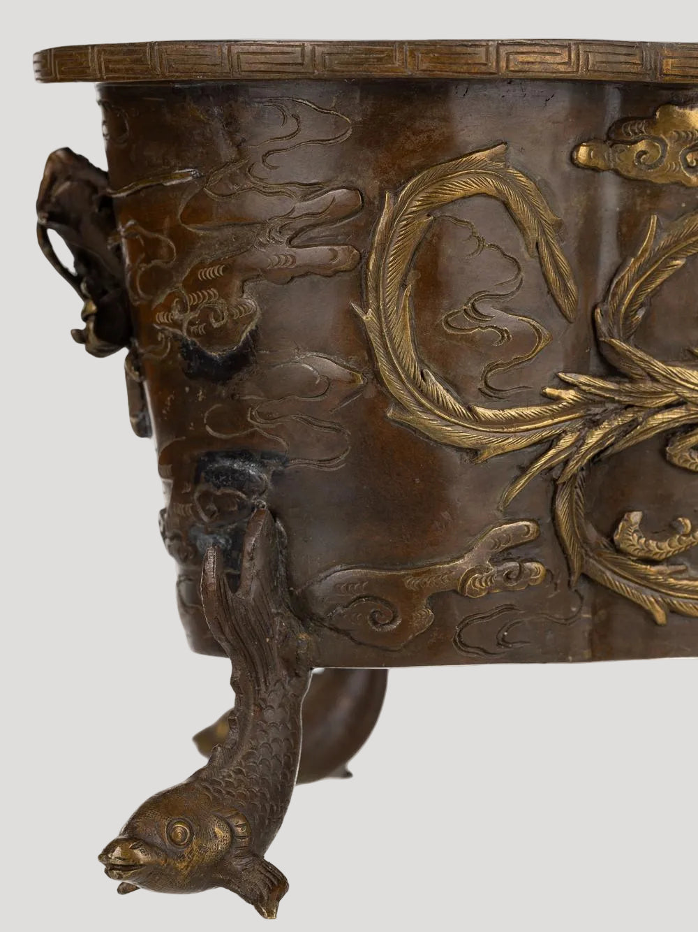 Japan 1900' Important Patinated Bronze Jardiniere