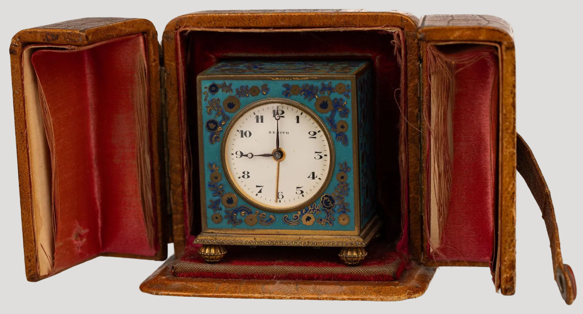 Zenith Rare Historical Art Deco Enameled Desk Clock ca 1920' with original box ,Commemorating 50th anniversary of the Swiss Bank Corporation