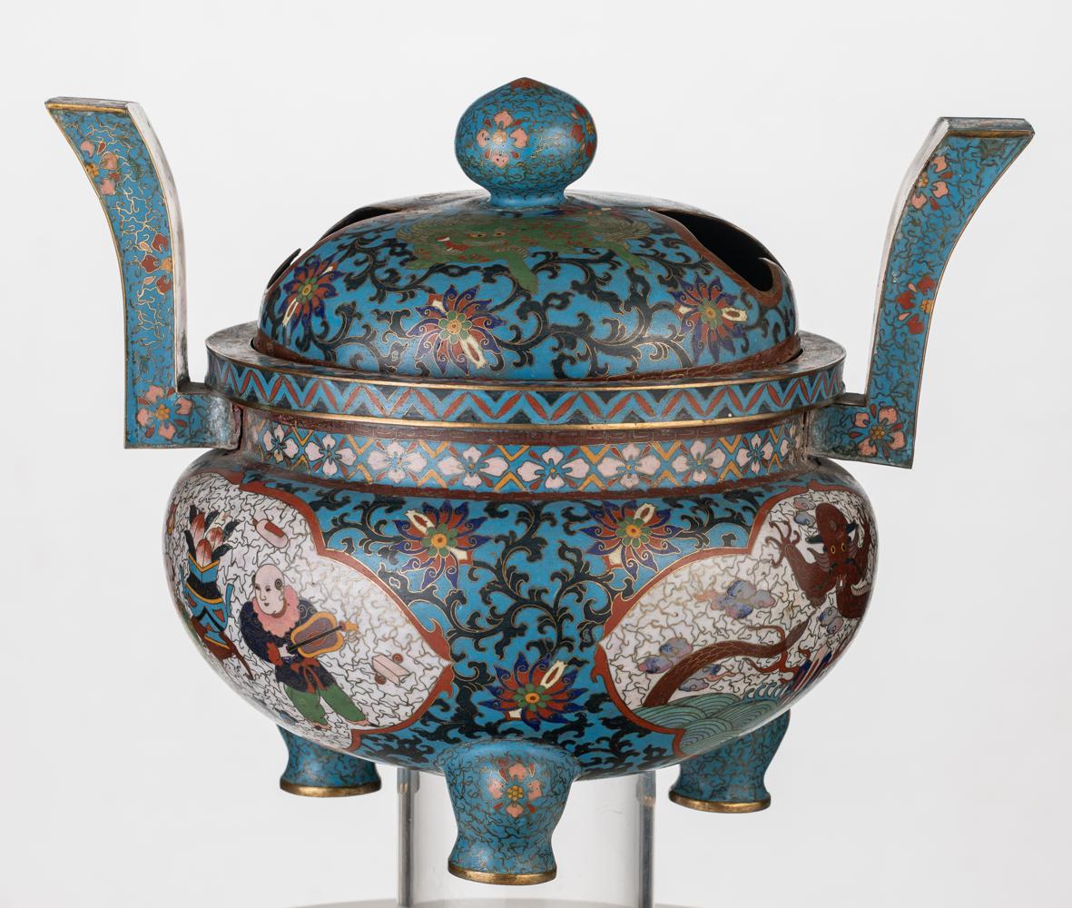 Large Cloisonné Incense Burner Ming Dinasty Japan ca 1900'