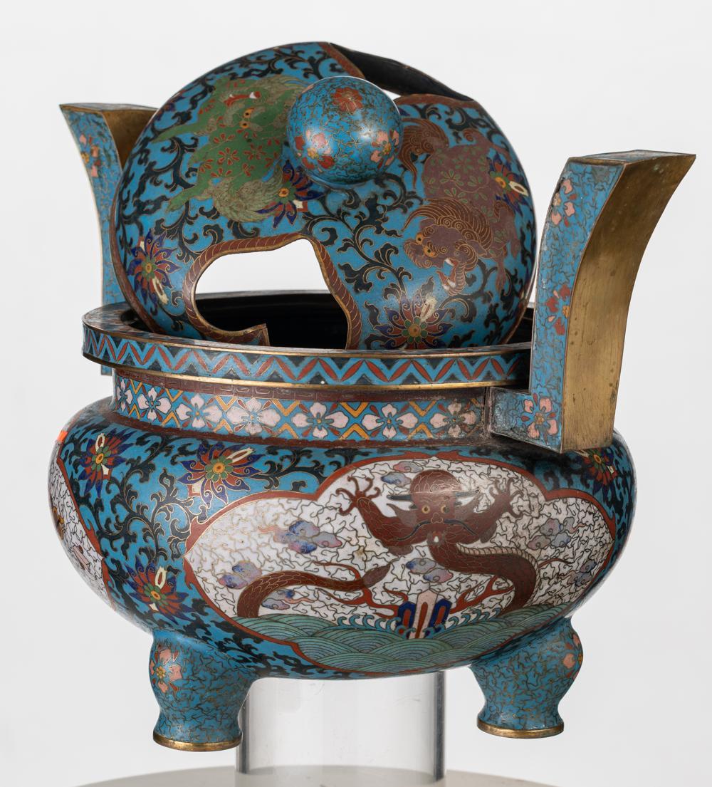 Large Cloisonné Incense Burner Ming Dinasty Japan ca 1900'