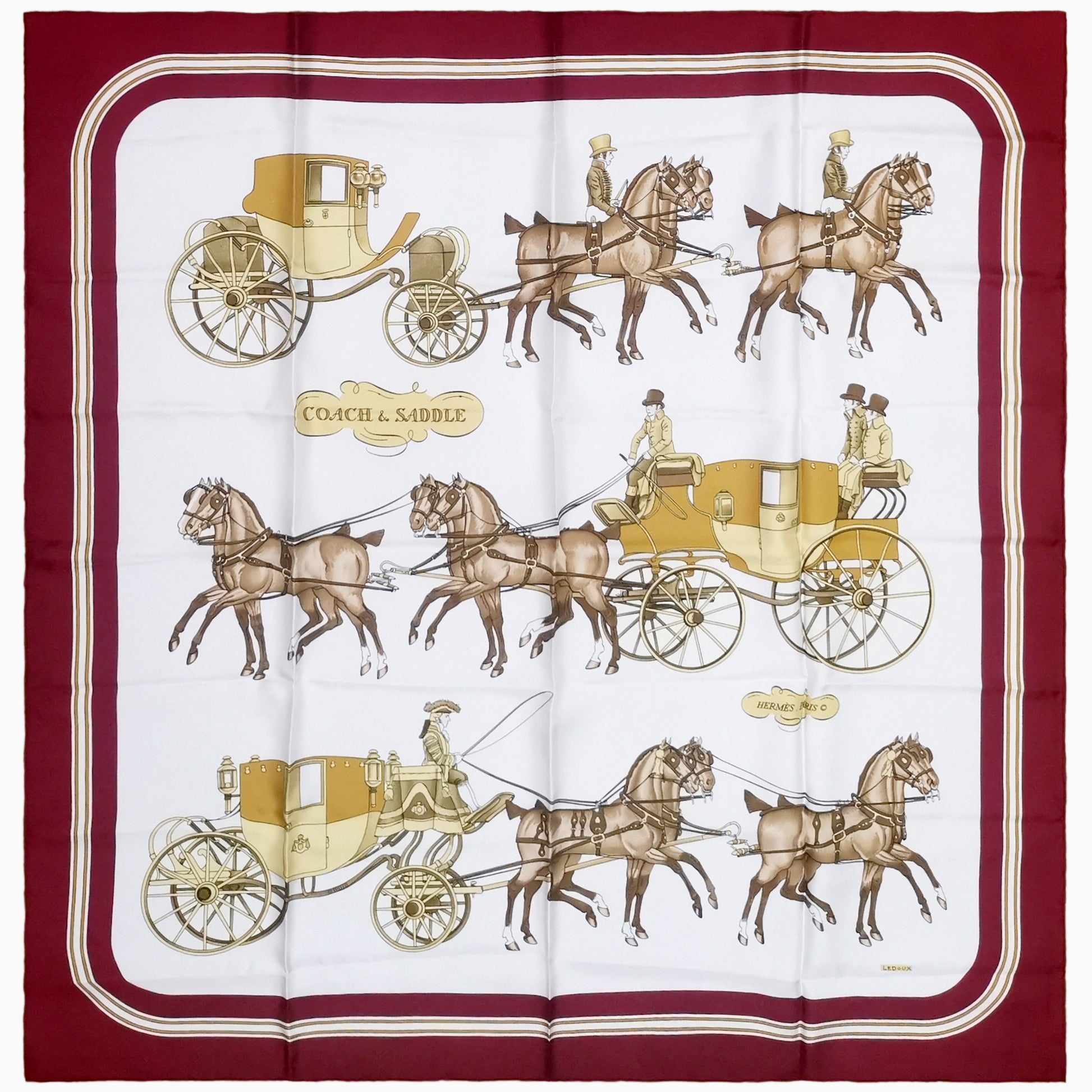 Hermès 'Coach & Saddle ' Silk Scarf/ Schal/ Echarpe 90 cm 24time 