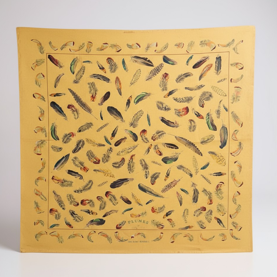 Hermès carre 'Plumes'' Silk Scarf/ Schal/ Echarpe 90 cm