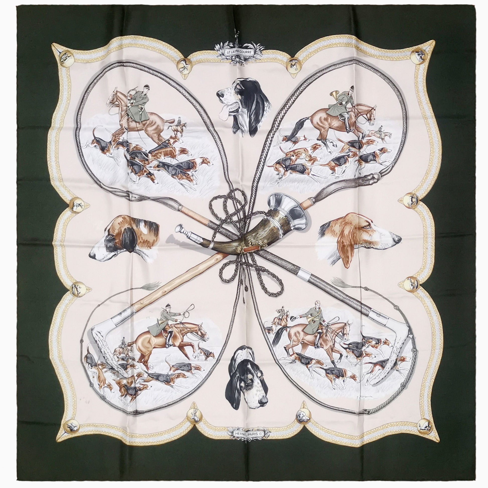 Hermès 'le Laisser Courre' Silk Scarf/ Schal/ Echarpe 90 cm 24time