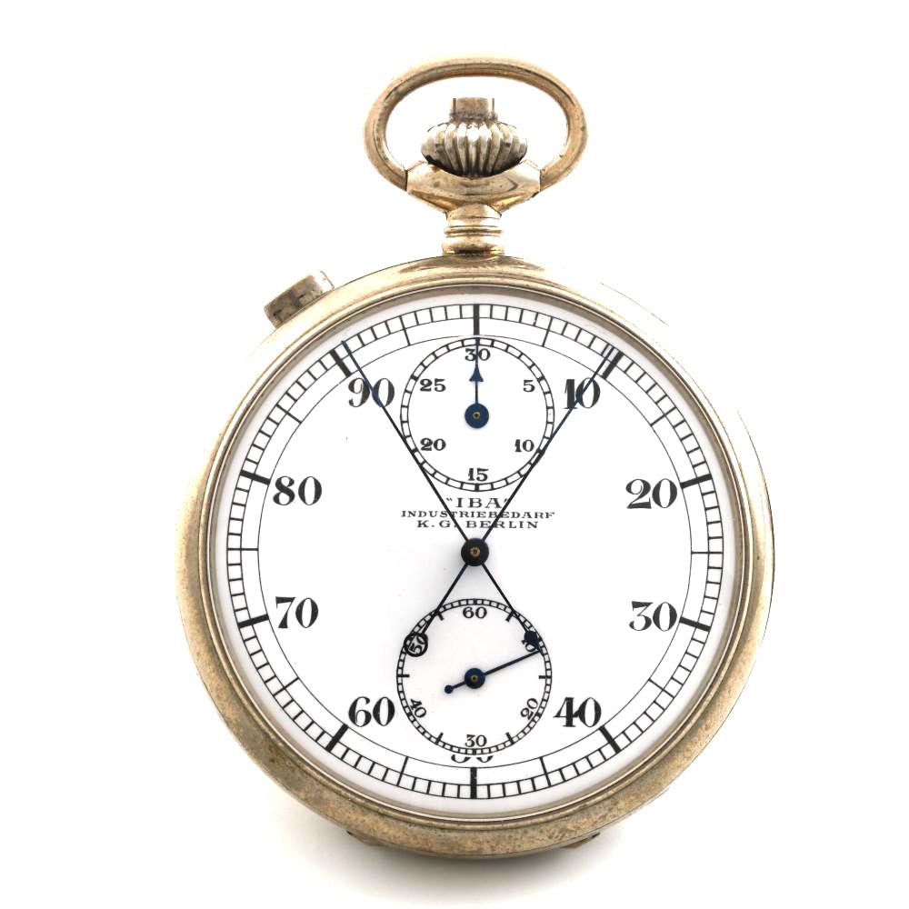 IBA Berlin Rattrapante/Schleppzeigeruhr Chronograph Open Face Pocket Stop Watch