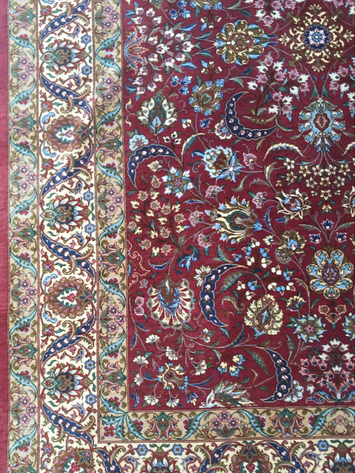 Ancient Ghom silk carpet/ tapis/ teppich, Iran 20c, signed
