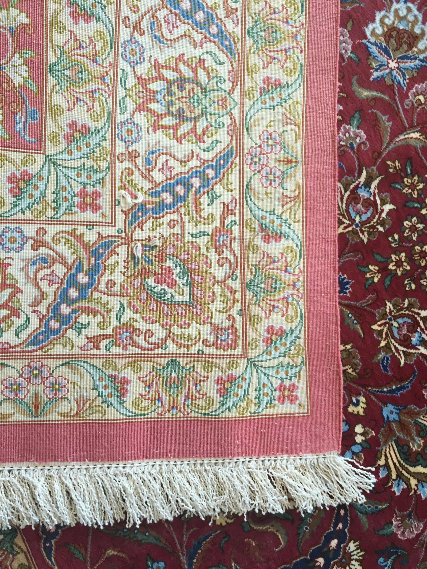 Ancient Ghom silk carpet/ tapis/ teppich, Iran 20c, signed