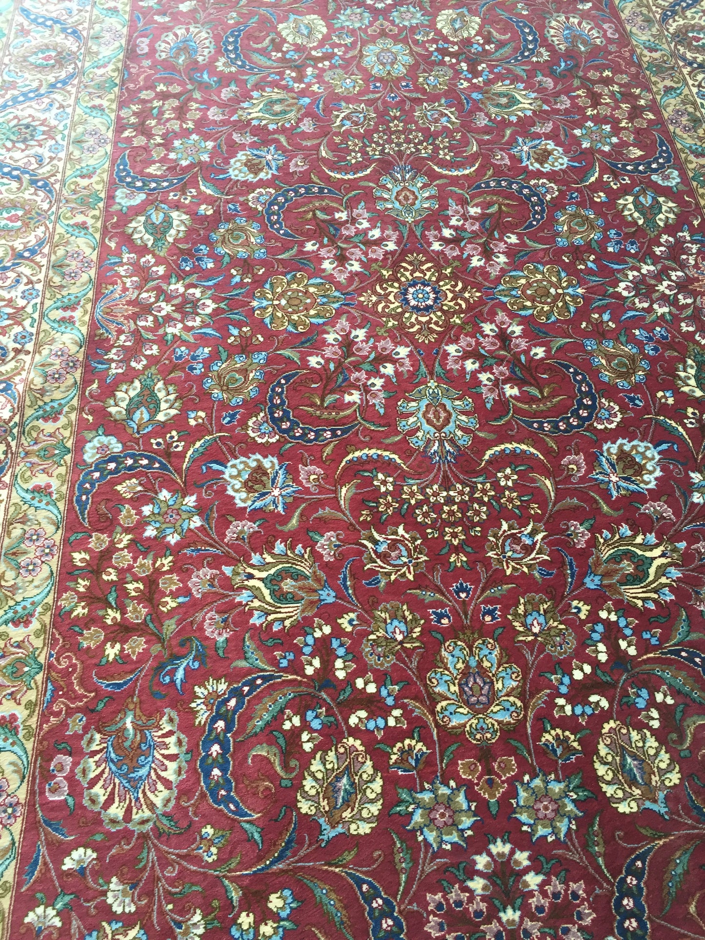 Ancient Ghom silk carpet/ tapis/ teppich, Iran 20c, signed
