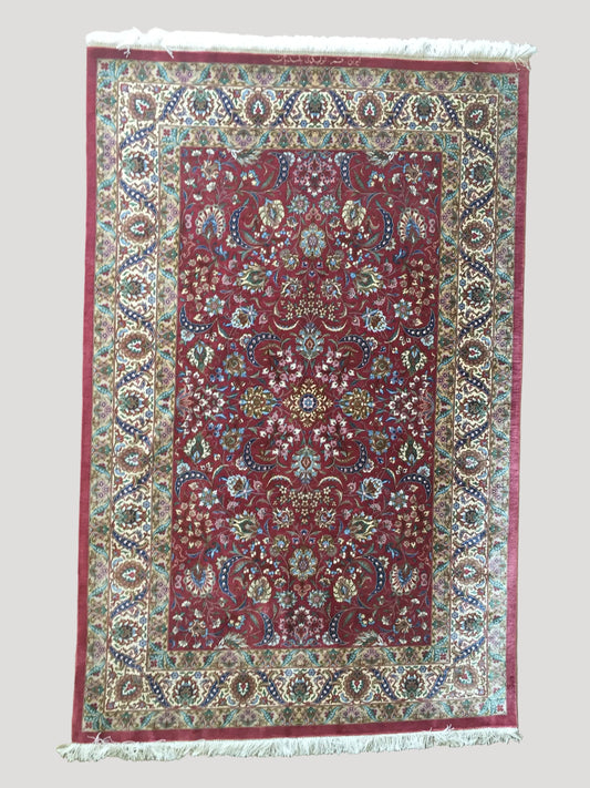 Ancient Ghom silk carpet/ tapis/ teppich, Iran 20c, signed