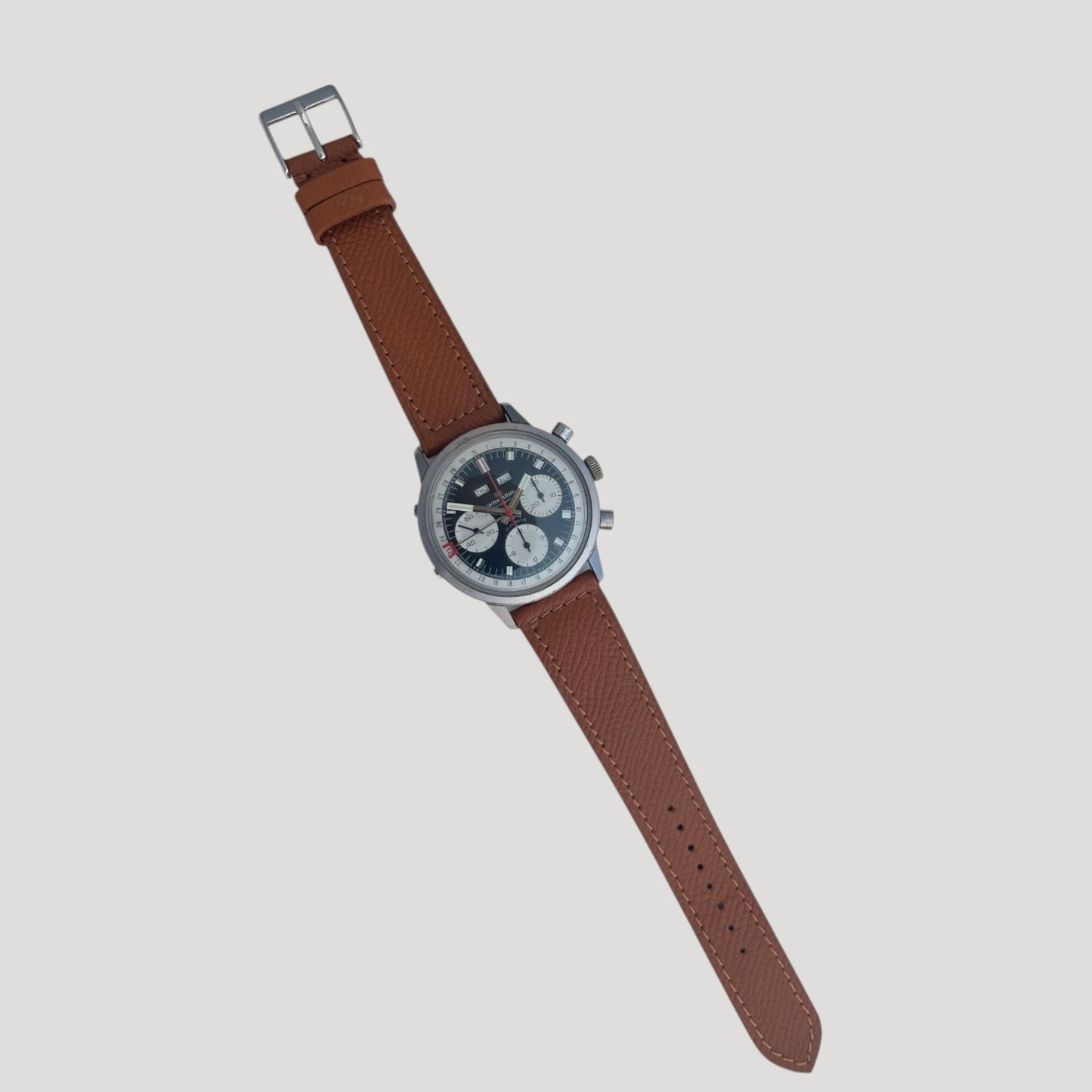 Wakmann Incabloc Historic Chronograph, Ref. 1315.30.74, Steel Wristwatch 1970's Excellent