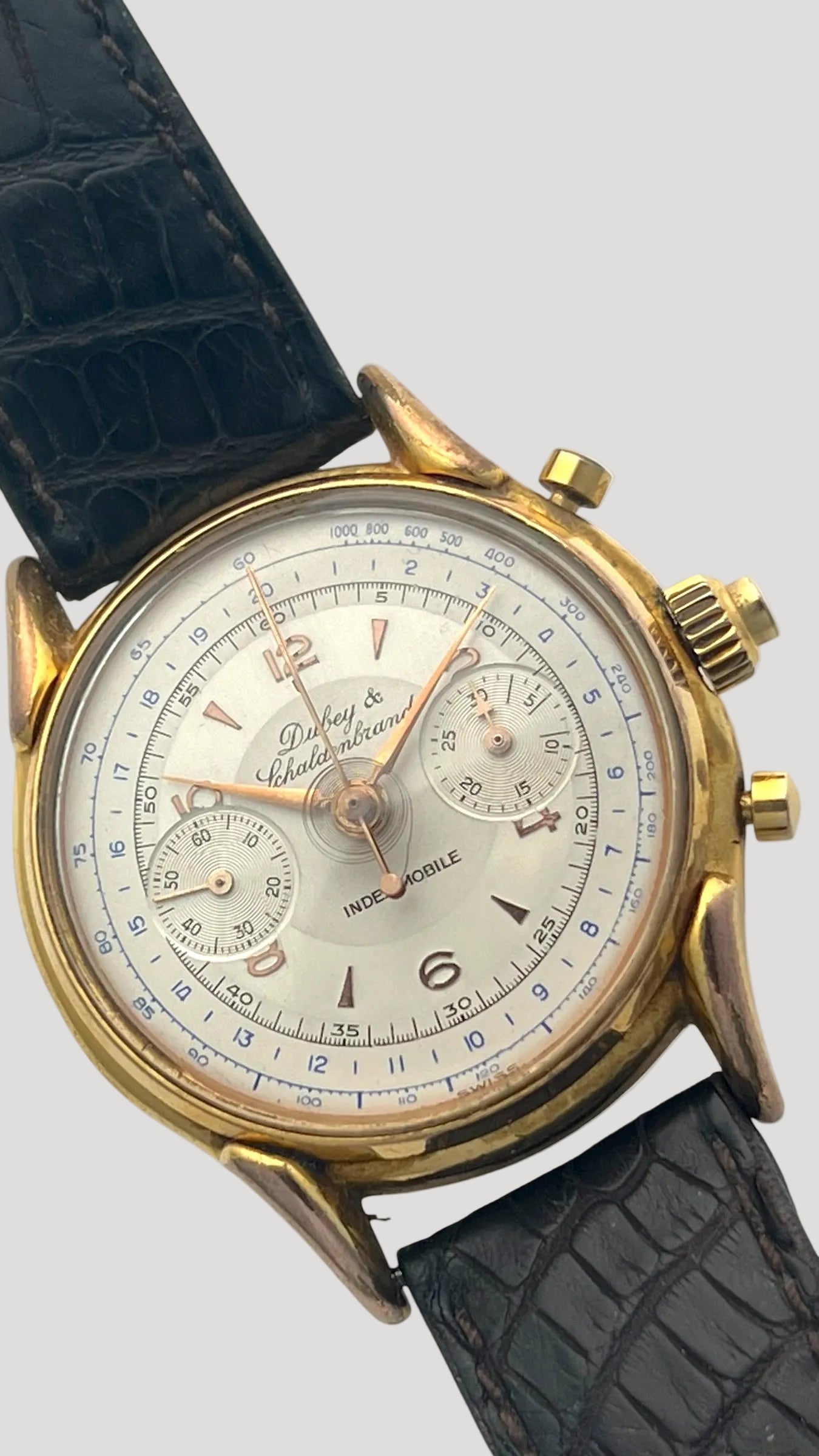 Dubey & Schaldenbrand Open Case Vintage Index Mobile Split Seconds Rattrapante Chronograph Wristwatch