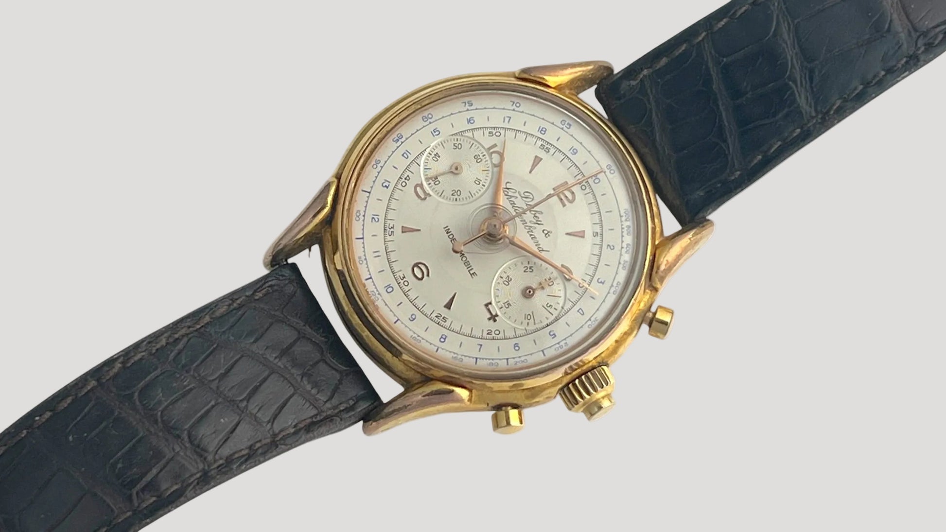 Dubey & Schaldenbrand Open Case Vintage Index Mobile Split Seconds Rattrapante Chronograph Wristwatch