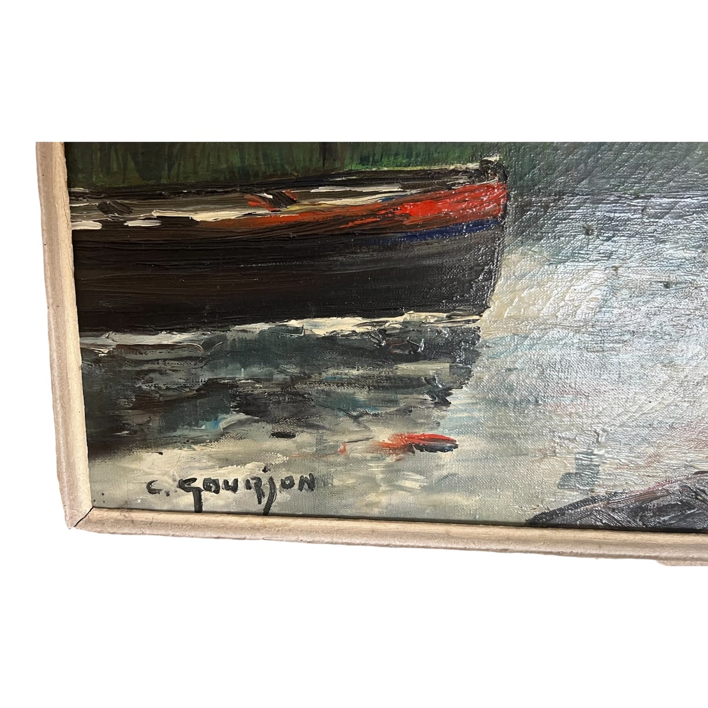 Gourjon Signed Painting / Tableau / Gemälde mid-20th c, ' Canal du Nord'