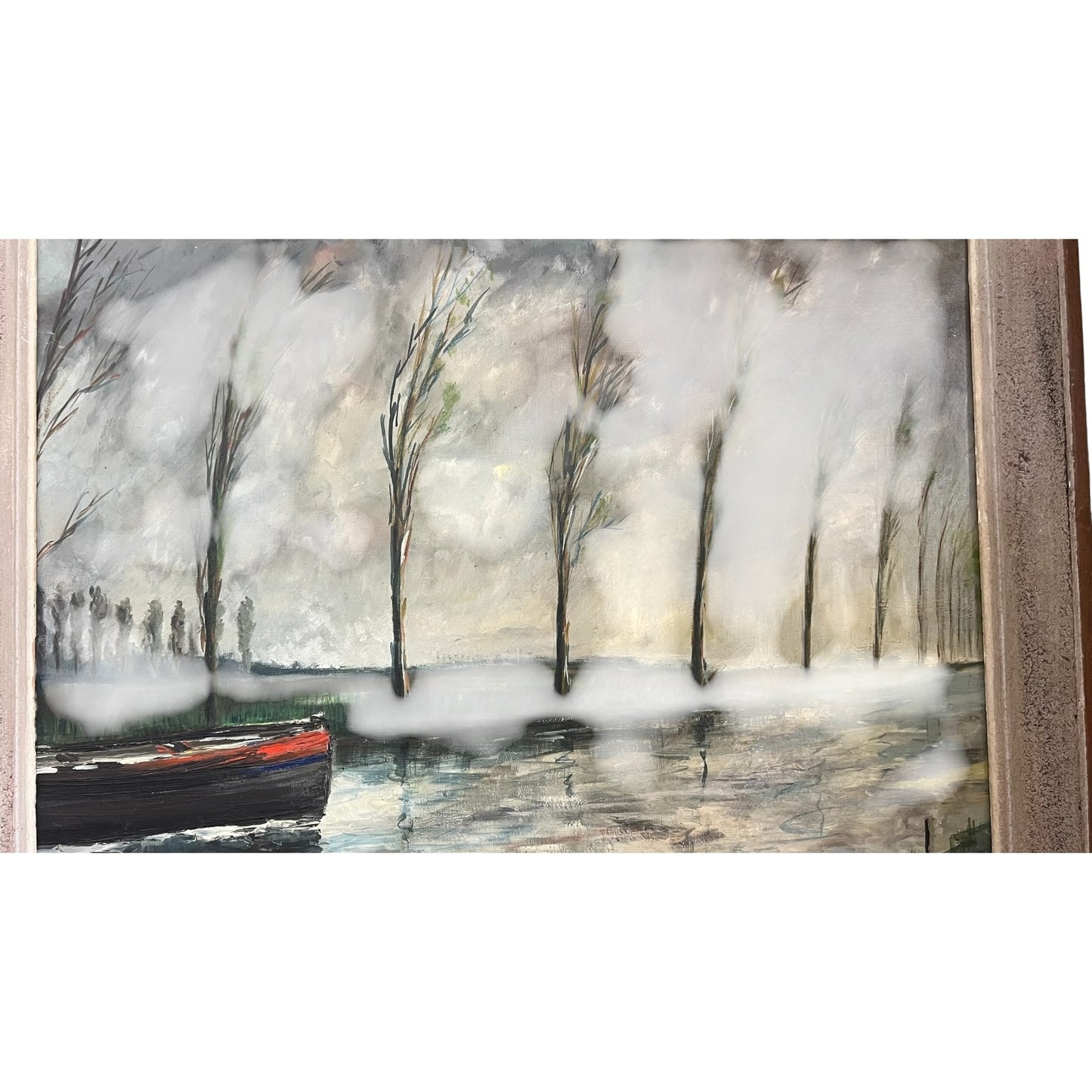 Gourjon Signed Painting / Tableau / Gemälde mid-20th c, ' Canal du Nord'