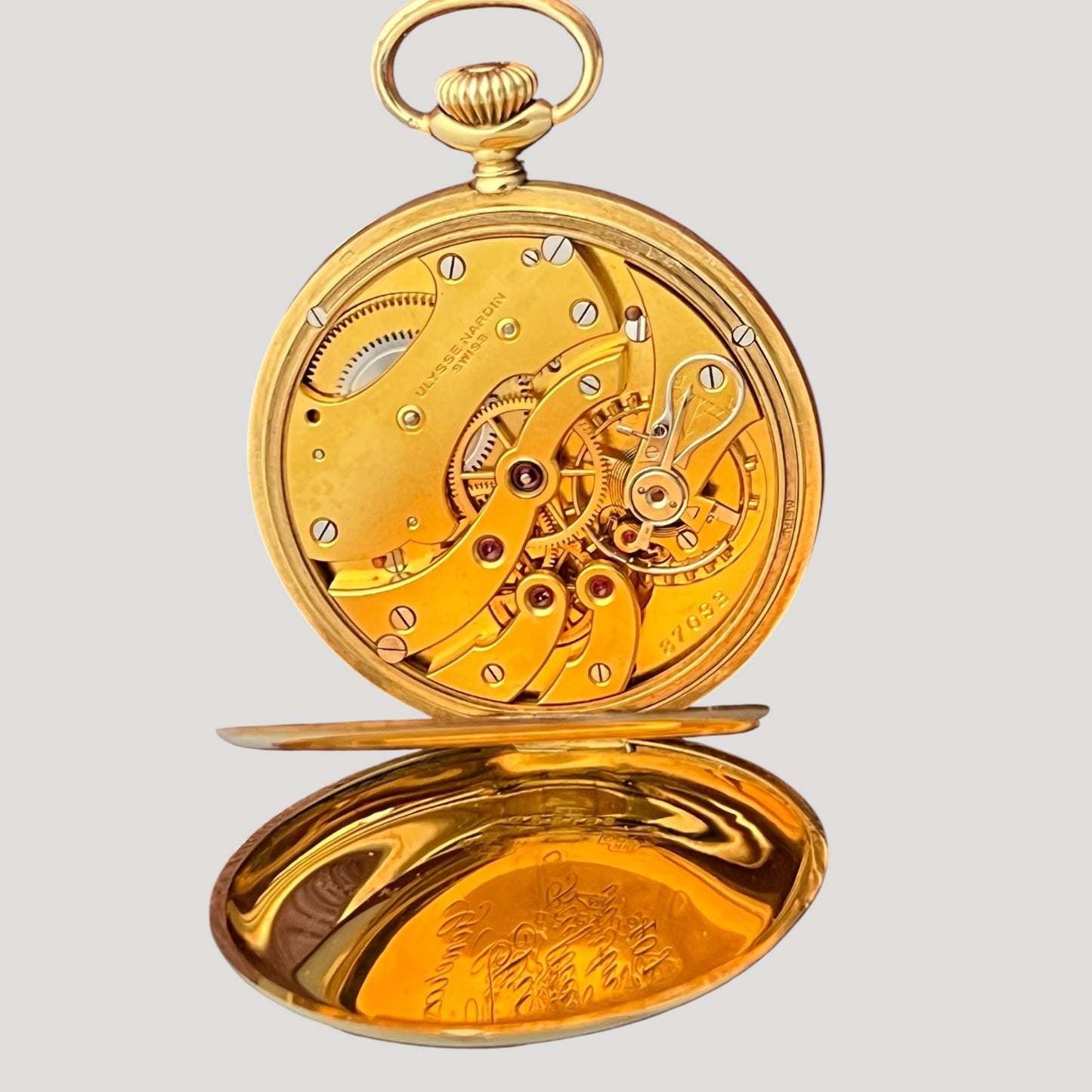 Ulysse Nardin 18k Gold Open Face Pocket Watch Full Set