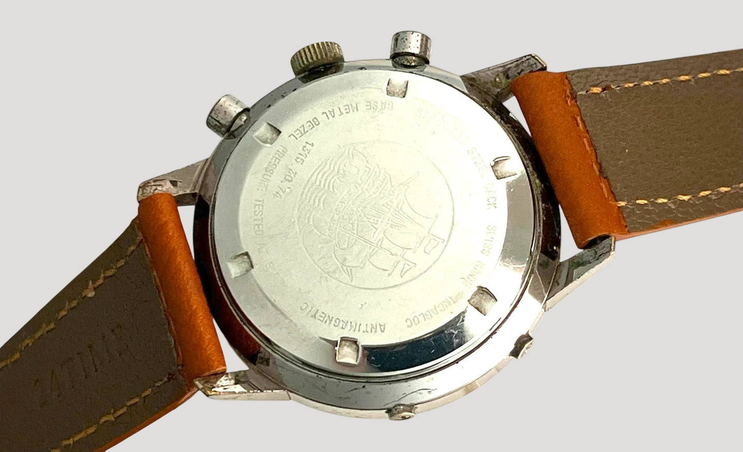 Wakmann Incabloc Historic Chronograph, Ref. 1315.30.74, Steel Wristwatch 1970's Excellent