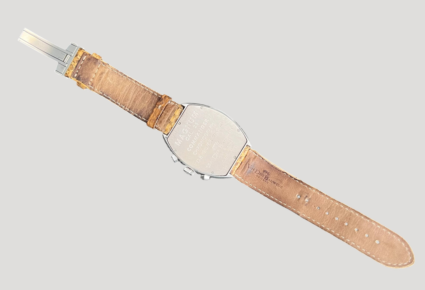 Van der Bauwede Magnum Commander Chronograph Silver Watch set with Cognac, White and Black Diamonds