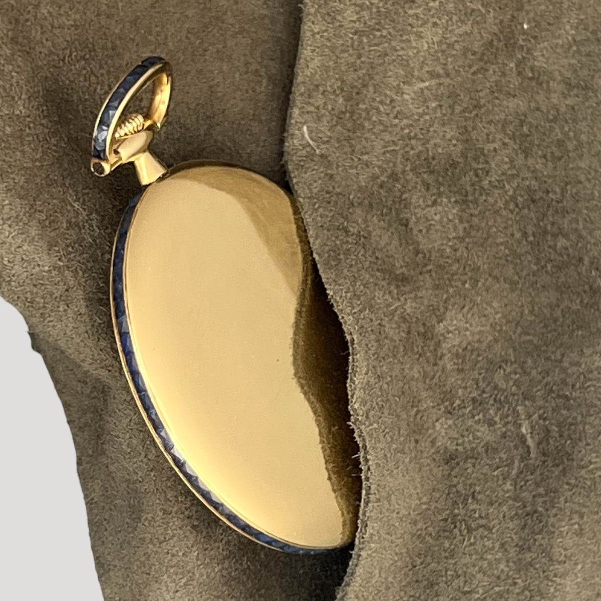 Haas Neveux Genève Art Deco 18k Gold Pocket Watch / Taschenuhr / Montre de poche set with sapphires ca 1920