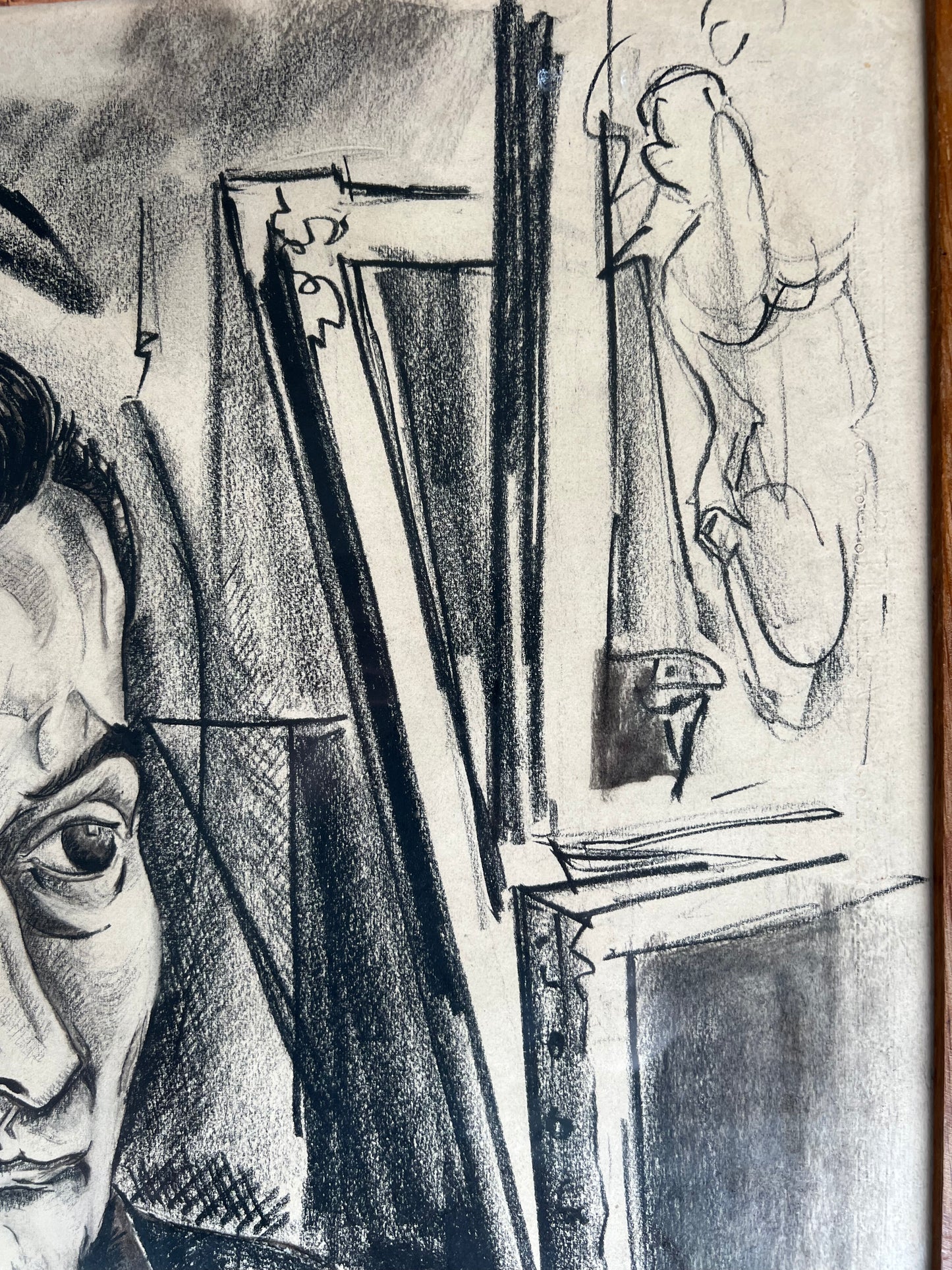 Serge Brédeche, known as “Joachim” (1921–2002),Portrait of a man. Black pencil drawing, signed