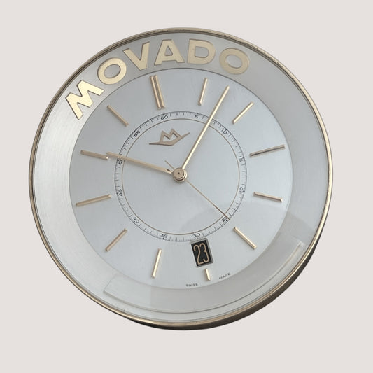 Movado Swiss Gilt Brass Desk Clock with Date