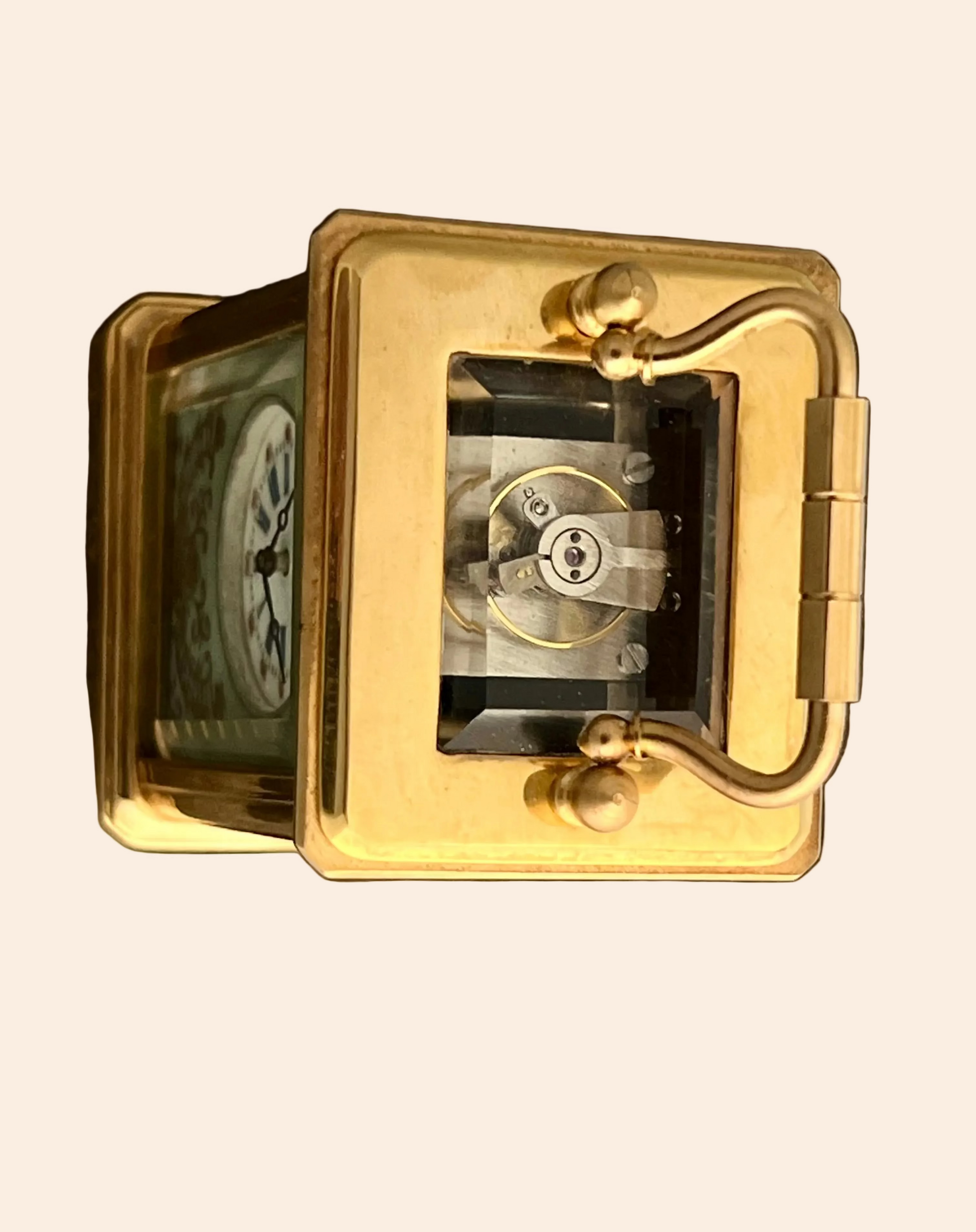 Beautiful Rare Porcelain Inset Travel clock, 1950'