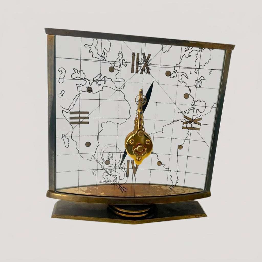 Jaeger-LeCoultre Table Clock Horloge Pendule Geographic 8 Days Rare