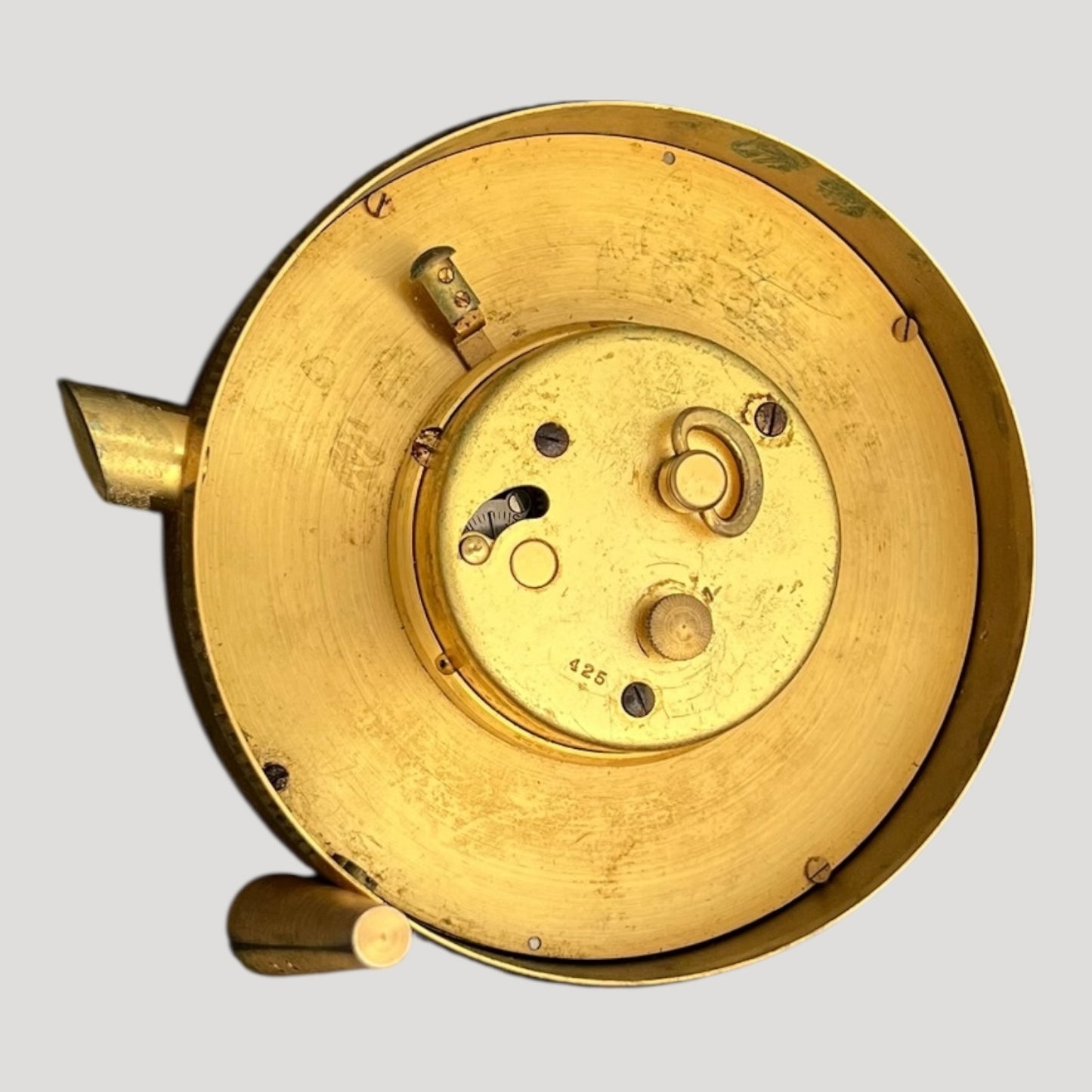 Jaeger Vintage 8 days manual wind design gilt metal desk clock / horloge / tishuhr