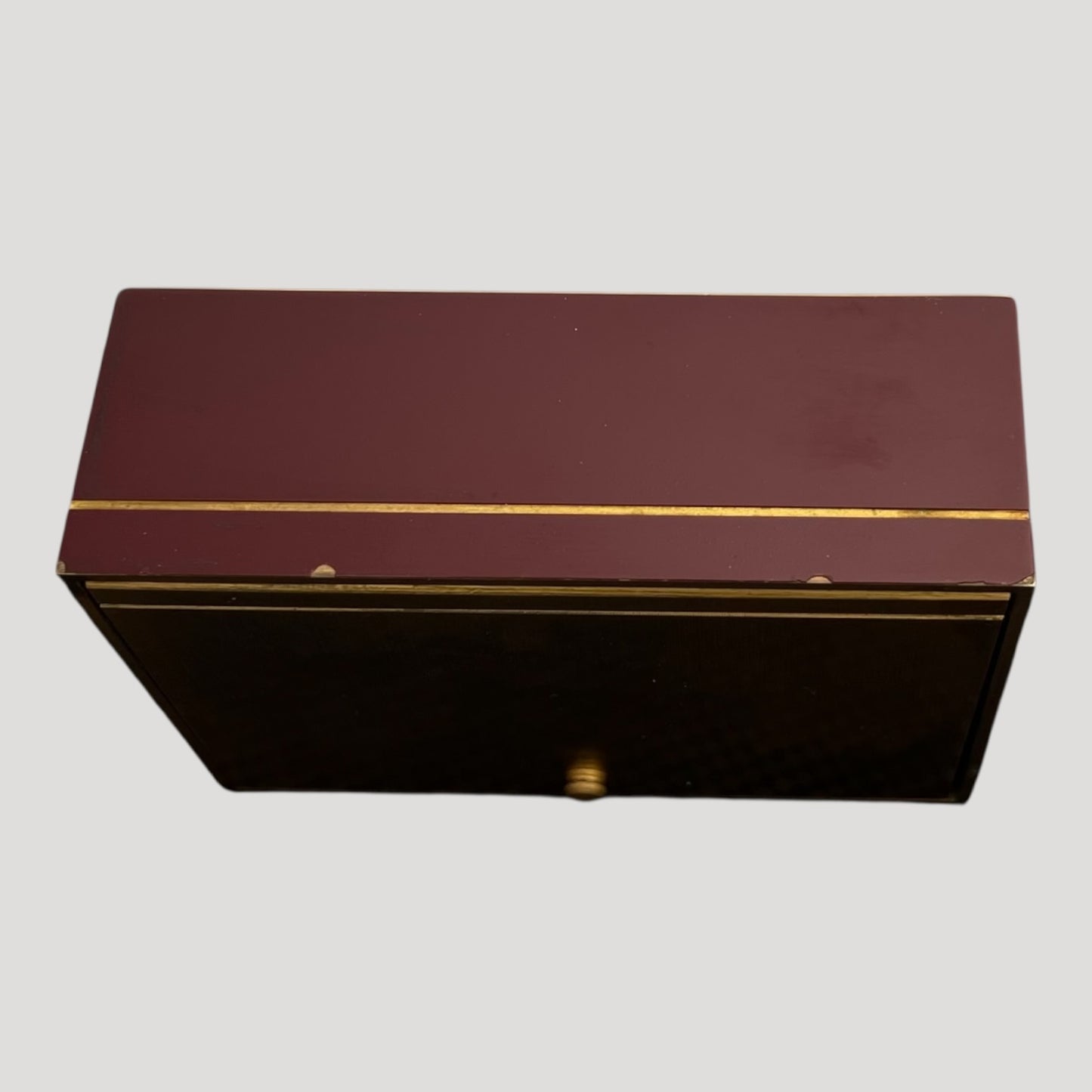 Hermès Art Deco Gilt brass and burgundy painted brass desk clock / horloge